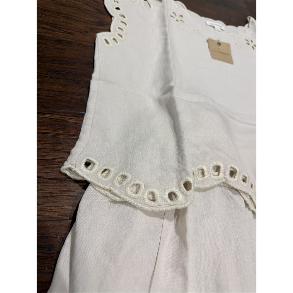Blu Pepper French Countryside Eyelet Linen Like Top & Skirt Set Sand NWT Size L - Picture 5 of 7
